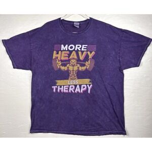 Black Sheep Apparel Mens XXL Purple More Heavy‎ Less Therapy Workout T Shirt